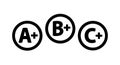 Grade symbols A plus B plus C plus in circles simple design vector illustration Royalty Free Stock Photo