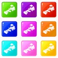 Grader icons set 9 color collection