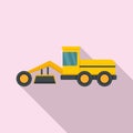 Grader machine building icon, flat style