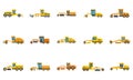 Grader machine icons set flat vector isolated