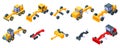 Grader machine icons set, isometric style Royalty Free Stock Photo