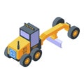 Grader machine truck icon, isometric style