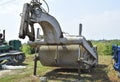 Grader on a trailer for heavy equipment. Royalty Free Stock Photo