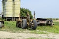 Grader on a trailer for heavy equipment. Royalty Free Stock Photo