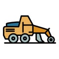 Grader vehicle icon color outline vector