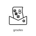 Grades icon. Trendy modern flat linear vector Grades icon on white background from thin line E-learning and education collection