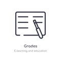 grades outline icon. isolated line vector illustration from e-learning and education collection. editable thin stroke grades icon