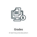 Grades outline vector icon. Thin line black grades icon, flat vector simple element illustration from editable e learning and