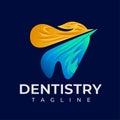 Gradient abstract dental tooth dentistry logo design