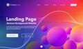 Gradient abstract wave background. Landing Page. Template for websites with bubble. Modern design. Digital track equalizer. Pink