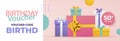 Gradient birthday sale coupon template Vector illustration