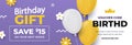 Gradient birthday sale coupon template Vector illustration