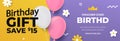 Gradient birthday sale coupon template Vector illustration