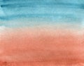 Gradient blue and coral watercolor background Royalty Free Stock Photo