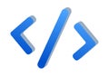Gradient blue 3D code brackets icon Royalty Free Stock Photo