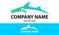 Gradient Blue and Green Color Fish Shark Fishing Hunt Logo Design