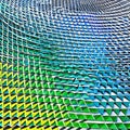 A gradient of blue and green triangles arranged in a spiral pattern3, Generative AI