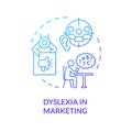 Gradient blue line icon dyslexia in marketing concept Royalty Free Stock Photo