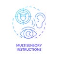 Gradient blue line icon multisensory instructions concept
