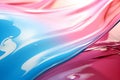 Abstract illustration of blue and pink gradient background with flowing liquid and bubbles