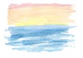 Gradient blue, orange and red watercolor landscape Royalty Free Stock Photo