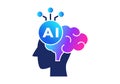 Gradient Blue Purple Learning Brain Flat Colored Icon for Artificial Intelligence Cognitive Concept Royalty Free Stock Photo