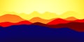 Gradient blue red yellow mountains shapes