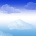 Gradient blue sky background and clouds. Cartoon/Comic style design. and white copy space. Modern Art. Contemporary Artwork. Royalty Free Stock Photo