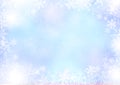 Gradient blue winter paper background with snowflake border