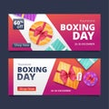 gradient boxing day sale horizontal banners set abstract design vector illustration