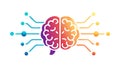 Gradient Brain with Connected Circuits AI, vector design Generative AI Royalty Free Stock Photo