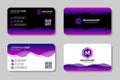 Purple corporate identity template design with gradient blue and purple color geometric elements. Royalty Free Stock Photo