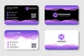 Set of Business card template. gradient purple and pink color. wave concept with black and white background.