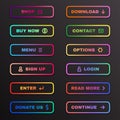 Gradient button set, website colorful banner for business