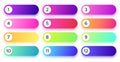 Gradient buttons with numbers in different color. Round bullet points template for application, website