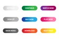 Gradient buttons for website - set of bright colorful click icons illustration Royalty Free Stock Photo