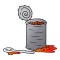 gradient cartoon doodle of an opened can of beans Royalty Free Stock Photo