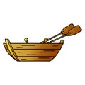 gradient cartoon doodle of a wooden boat Royalty Free Stock Photo