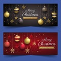 gradient christmas horizontal banners set abstract design vector illustration Royalty Free Stock Photo