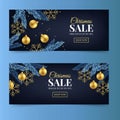 gradient christmas horizontal banners set abstract design vector illustration Royalty Free Stock Photo