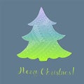 Gradient Christmas Tree with Pattern and Lettering Royalty Free Stock Photo