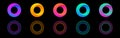 Gradient circles collection. Round 3d shapes. Color futuristic rings set. Bright neon elements. Abstract modern design Royalty Free Stock Photo