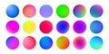 Gradient color circles, abstract watercolor paint splash or holographic liquid texture. Vector fluid texture colors blend