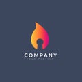 gradient color fire key simple logo