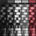 Gradient color Palette. Color are Charcoal Grey, Dark Grey, Silver Grey, Light Grey, Deep Red, Swatches for gradient background Royalty Free Stock Photo