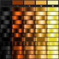 Gradient color Palette, Colors are Deep Charcoal Dark Red Tan Golden Yellow and Pale Yellow, Swatches for gradient background and Royalty Free Stock Photo