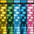 Golden Yellow Bright Green Sky Blue Deep Teal and Pastel Pink solid color with Metallic Gradient Set. Perfect for Gradient Royalty Free Stock Photo
