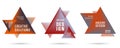 Gradient color triangle banners with halftone Royalty Free Stock Photo
