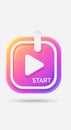 Gradient-colored play button icon with \
