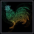 Gradient Colorful chicken rooster mandala arts